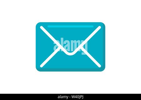 Messaggio di posta piatta icona blu. Invia lettera isolata. Vettore illustrazione della busta Illustrazione Vettoriale
