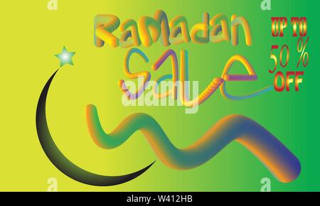 Il Ramadan Vendita banner template design, grande vendita speciale fino al 50% di sconto. vettore illustrationRamadan Vendita banner template design, grande vendita offerte fino a 50 Illustrazione Vettoriale