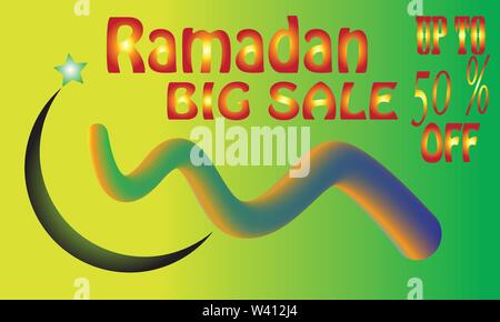 Il Ramadan Vendita banner template design, grande vendita speciale fino al 50% di sconto. vettore illustrationRamadan Vendita banner template design, grande vendita offerte fino a 50 Illustrazione Vettoriale