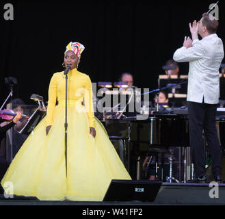 Luglio 12, 2019 - attrice e cantante Cynthia Erivo esegue con la San Diego Symphony. (Credito Immagine: © Rishi Deka/ZUMA filo) Foto Stock