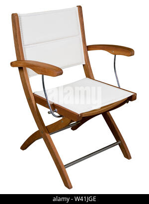 Piegatura poltroncina in legno isolato su bianco con tracciato di ritaglio Foto Stock