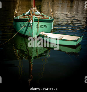 Auray. Barche nel porto. Morbihan. Bretagne. Francia Foto Stock