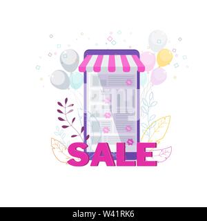 In vendita in negozio online. I siti di E-Commerce, Mobile Apps. Illustrazione Vettoriale