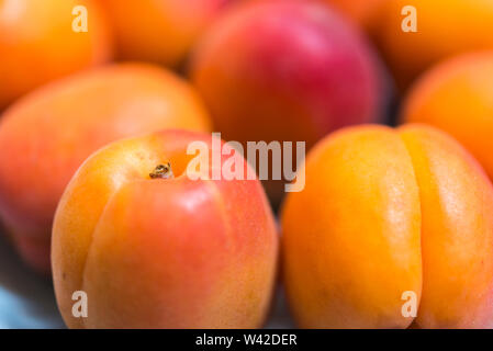 Intero, fresco, blush albicocche, close up shot Foto Stock