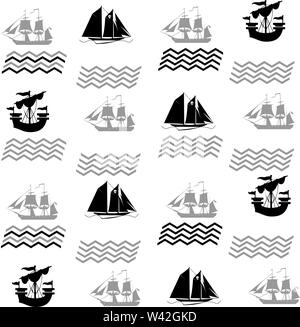 Mare modello geometrico in bianco e nero Illustrazione Vettoriale