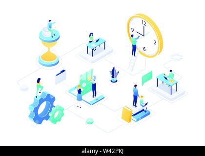 Gestione del tempo - moderno colorato isometrica illustrazione vettoriale Illustrazione Vettoriale