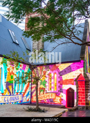 Vetrina delle installazioni di luce e proiezioni in inverno luci al posto di Brookfield Perth Western Australia Foto Stock