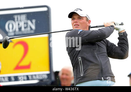 L'Inghilterra del Callum Shinkwin durante la seconda giornata del Campionato Open 2019 presso il Royal Portrush Golf Club. Foto Stock