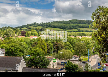 Vista dal castello di Abergavenny Foto Stock