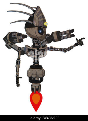 Mech contenente elementi: grigio stile alieno testa, Electric Eyes, eyeball creatura corona, luce exoshielding torace, minigun gruppo posteriore, Nessun petto... Foto Stock