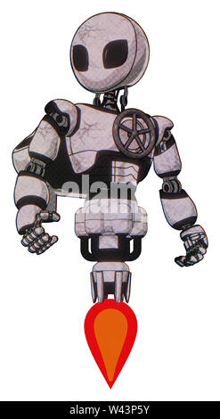 Automa contenente elementi: grigio stile alieno testa, gli occhi neri, luce exoshielding torace, valvola del torace manovella, rocket pack, jet propulsion. Materiale:. Foto Stock