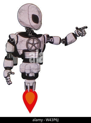 Automa contenente elementi: grigio stile alieno testa, gli occhi neri, luce exoshielding torace, valvola del torace manovella, rocket pack, jet propulsion. Materiale:. Foto Stock