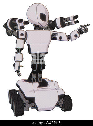 Mech contenente elementi: grigio stile alieno testa, gli occhi neri, luce exoshielding torace, prototipo exoplate torace, minigun gruppo posteriore, sei-wheeler... Foto Stock