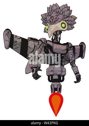 Automa contenente elementi: uccello testa cranio, occhi verdi, bird giù design, luce exoshielding torace, ultralight exosuit torace, stellar jet ala. Foto Stock