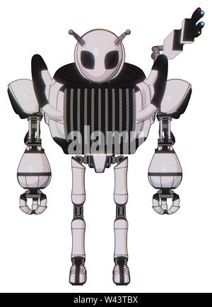 Mech contenente elementi: grigio stile alieno testa, gli occhi neri, bug antenne, pesante nella parte superiore del torace, torace sfiati, Ultralight piede exosuit. Materiale: bianco... Foto Stock