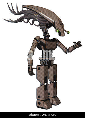 Cyborg contenente elementi: piana allungata testa cranio, cavi luce exoshielding torace, ultralight exosuit torace, prototipo exoplate gambe. Materiale:. Foto Stock