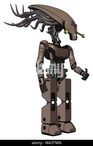 Cyborg contenente elementi: piana allungata testa cranio, cavi luce exoshielding torace, ultralight exosuit torace, prototipo exoplate gambe. Materiale:. Foto Stock