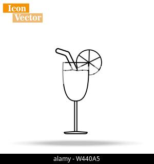 Cocktail icona della linea di contorno, segno del vettore, stile lineare pittogramma isolato su bianco. Symbol, il logo illustrazione. Corsa modificabile. Pixel eps perfetto10 Illustrazione Vettoriale