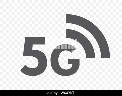 5G la tecnologia di rete e la relativa icona. Quinta generazione internet wireless Symbol Illustrazione Vettoriale