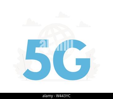 5G wireless un concetto di rete. La quinta generazione della tecnologia internet, comunicazione, connessione veloce Illustrazione Vettoriale