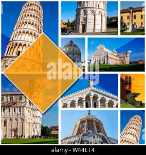 Collage di foto di Pisa - Italia in formato 2:3. Con la Torre Pendente in Piazza dei Miracoli. UNESCO famoso sito, situato in Toscana. Foto Stock