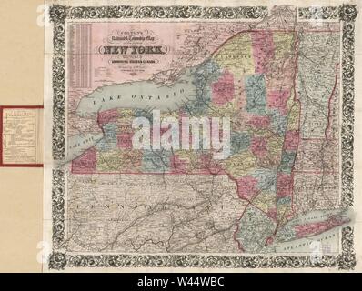 Colton's railroad & township mappa dello stato di New York - con parti degli Stati limitrofi e Canada Foto Stock