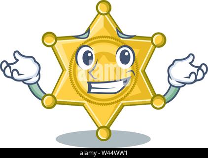 Grinning star polizia badge su un fumetto illustrazione vettoriale Illustrazione Vettoriale