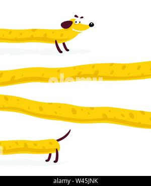 Bel colore giallo, cane bassotto. Illustrazione vettoriale di un cane in un appartamento di stile. Yellow Dog è come il formaggio. Immagine è isolato su sfondo bianco. Hot Dog. S Illustrazione Vettoriale