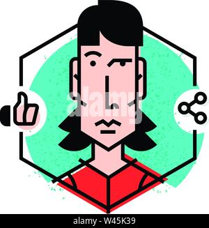 Icona di una ragazza carina. Icona ideale per il tuo appariscente di progetti di design. Immagine è isolato su sfondo bianco. Avatar ragazza nel vettore. Vettore icona piatta. Illustrazione Vettoriale