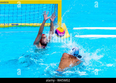 13 luglio 2019 Gwangju, Corea del Sud 18° Campionato Mondiale di Aquatics della FINA 13-07-2019: WK Waterpolo: Beach Francia contro Argentina: Gwangju Gwangju Corea del Sud 13/07/2019 Beach Waterpolo FRANCIA - ARGENTINA 18° Campionato Mondiale di Aquatics della FINA Nambu University Grounds Foto Stock