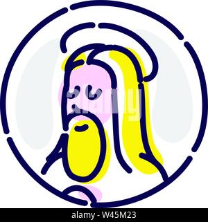 Gesù Cristo. Vettore icona piatta. Un simbolo cristiano. Immagine è isolato su sfondo bianco. L'emblema del Natale. Mascot, un marchio per la Chiesa. Così Illustrazione Vettoriale