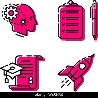 Varie icone. Set di icone. 4 icone di incredibile per il sito e il progetto. Segno, logo distintivo per l'azienda. Illustrazione Vettoriale