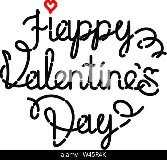 L'iscrizione è il giorno di San Valentino. Illustrazione. La calligrafia, tipografia per le cartoline. Logo Buon San Valentino. Vettore icona piatta. Oggetto isolato Illustrazione Vettoriale