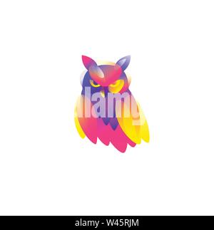 Icona di un gufo. Vettore icona piatta. Illustrazione di un gufo smart. Immagine è isolato su sfondo bianco. Forma di stile. Icona per sito web e stampa. Talismano Illustrazione Vettoriale