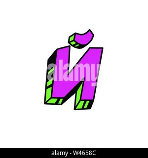 Lettera in stile cartoon. Vettore. Rosso brillante lettera latina. Forme di bulk. Illustrazione Vettoriale