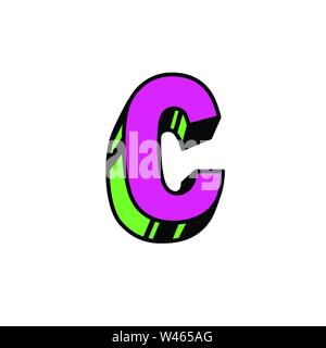 Lettera in stile cartoon. Vettore. Rosso brillante lettera latina. Forme di bulk. Il cirillico, Slavo lettera. Font russo. Il logo, segno. Illustrazione Vettoriale