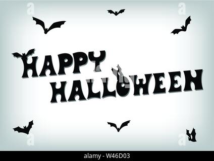 testo halloween felice, calligrafia nera, illustrazione vettoriale Illustrazione Vettoriale