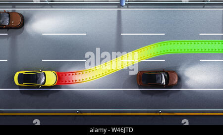 Un concetto moderno di una cassetta di sicurezza auto controllo di collisione sistema 3D render image Foto Stock