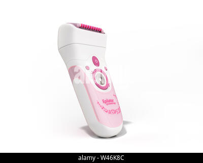 Femmina moderna capelli rosa epilatore 3d rendering su bianco Foto Stock