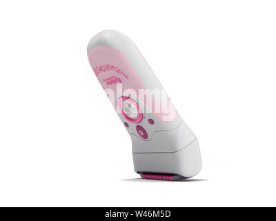 Femmina moderna capelli rosa epilatore 3d rendering su bianco Foto Stock