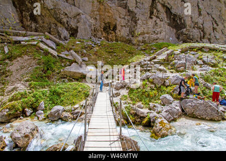 Escursionismo nel Hoelltalk, Hoeltalkamm, Baviera Germania Foto Stock