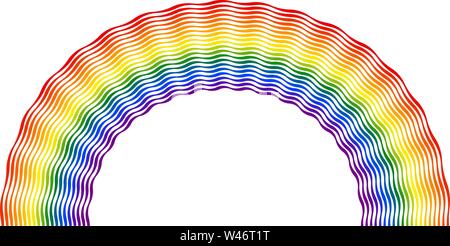 Arco di strisce ondulate in i colori dell'arcobaleno. Illustrazione Vettoriale