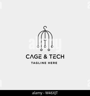 Birdcage internet logo design vettore casa wifi icona segno siymbol isolato Illustrazione Vettoriale