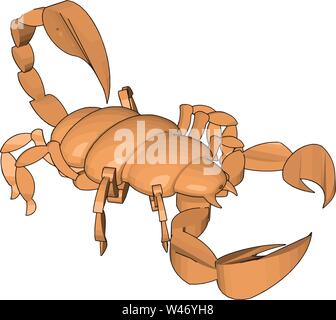 Modalità di un 3d scorpion, illustrazione vettore su sfondo bianco. Illustrazione Vettoriale