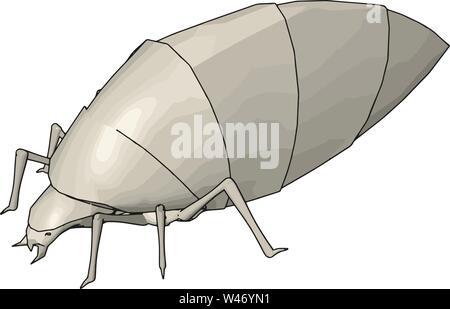 Sterco di bianco beetle, illustrazione, vettore su sfondo bianco. Illustrazione Vettoriale