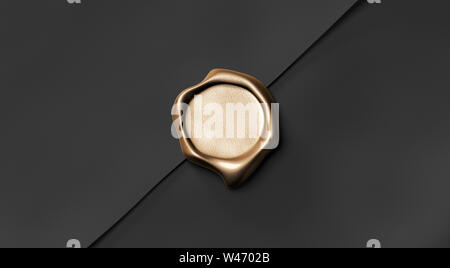 Oro bianco cera timbro sulla busta di carta mockup, vista dall'alto, rendering 3d. Vuoto etichetta postale sulla busta mock up. Chiara lettera di sicuro witn tag vintage te Foto Stock