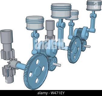 Blue macchina utensile, illustrazione vettore su sfondo bianco. Illustrazione Vettoriale
