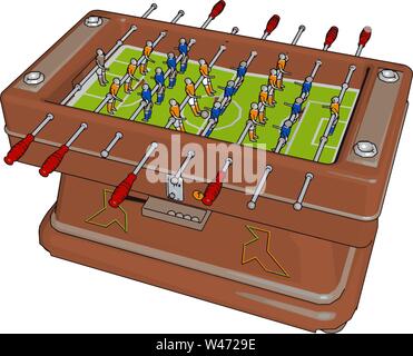 Calcio da tavolo giocattolo, illustrazione, vettore su sfondo bianco. Illustrazione Vettoriale
