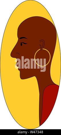Bald ragazza africana, illustrazione vettore su sfondo bianco. Illustrazione Vettoriale
