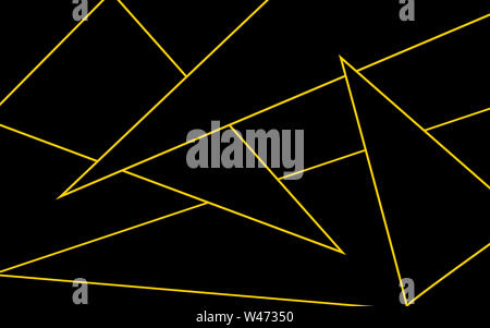 Illustrazione. Uno sfondo costituito da triangoli neri con bordi in oro. Foto Stock